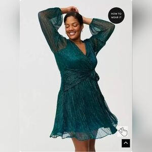 Torrid green glitter Surplice Tie Waist Mini Dress size 2x NWT